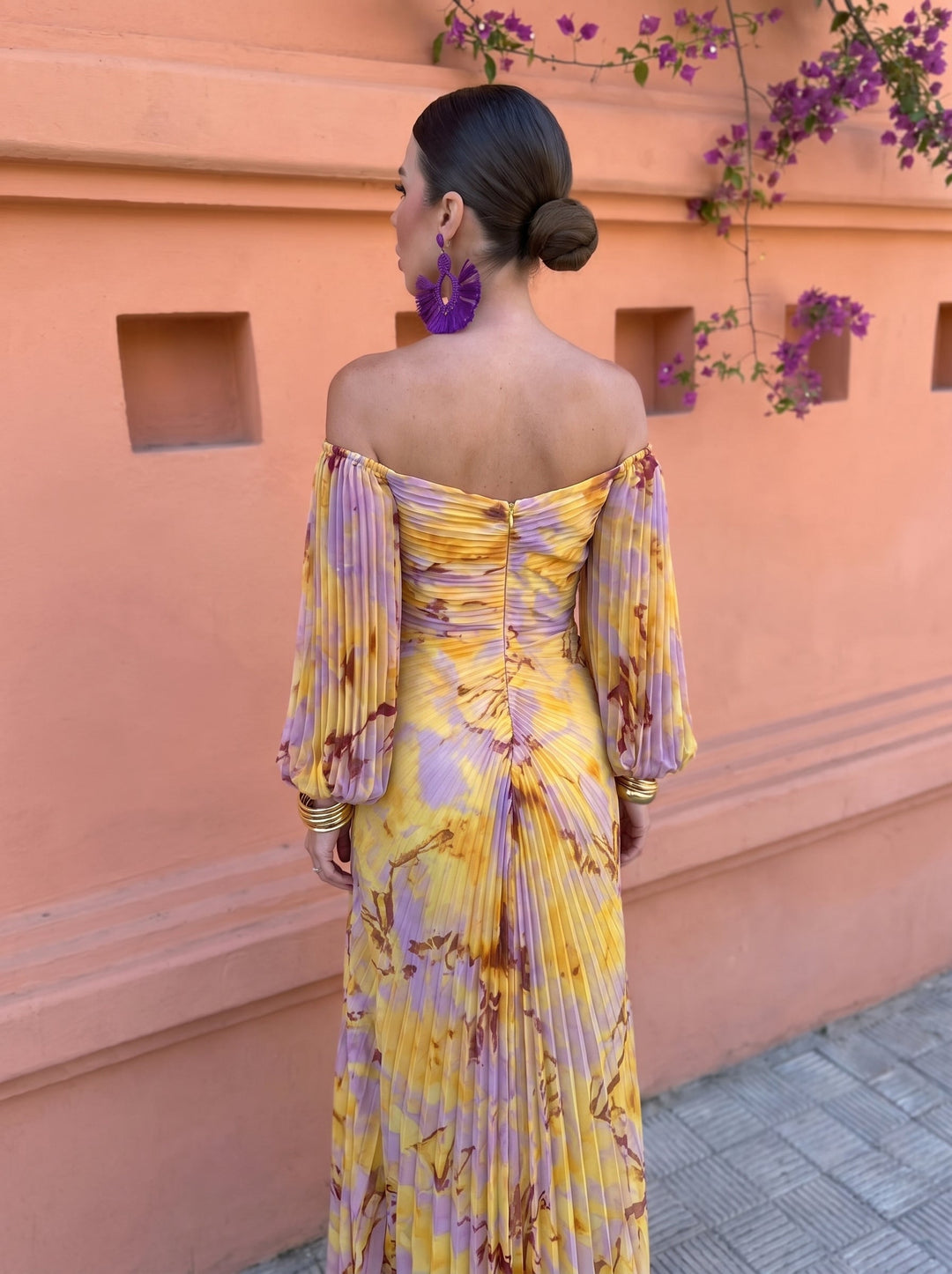 Bela Yellow Floral Plunge Maxi Dress