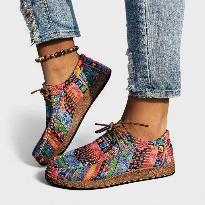 Amelie Hand-Painted Patchwork Comfort Sneakers