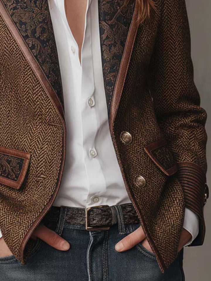 Gisèle Blazer with Chevron Print Panels
