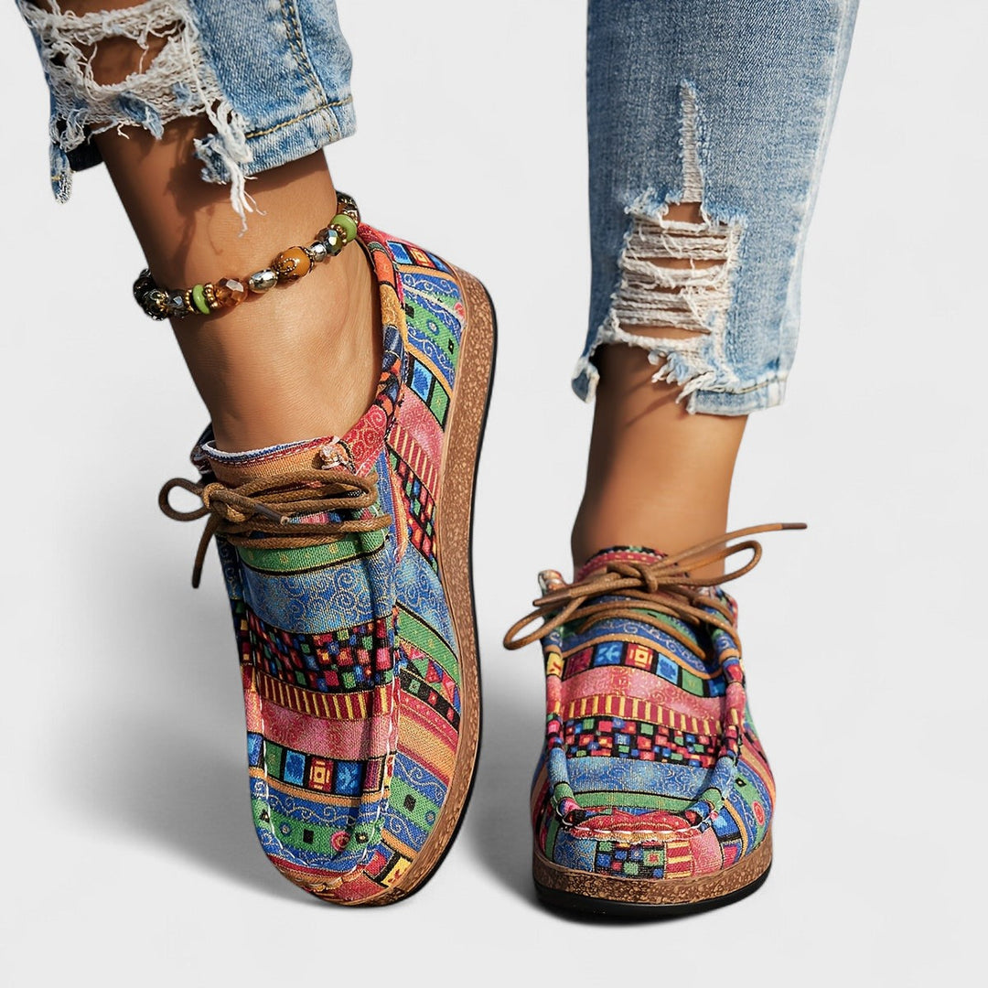 Amelie Hand-Painted Patchwork Comfort Sneakers