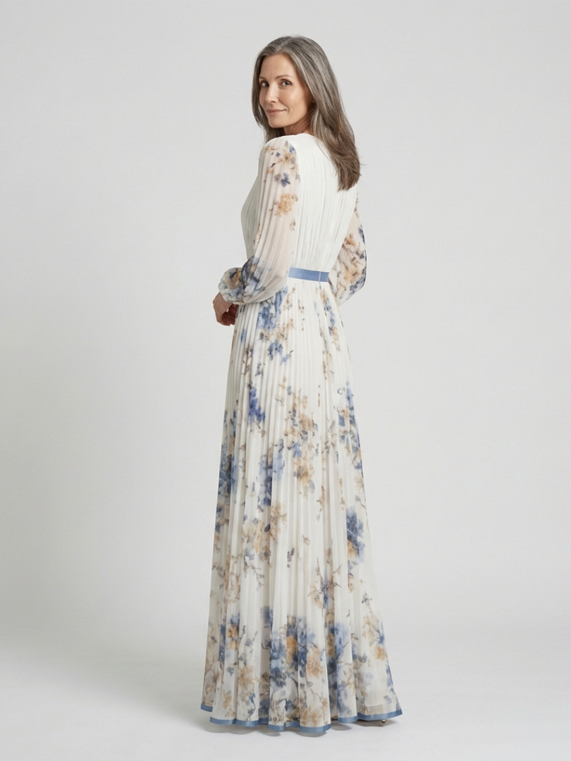 Lavinia Long Sleeve V Neck Floral Maxi Dress