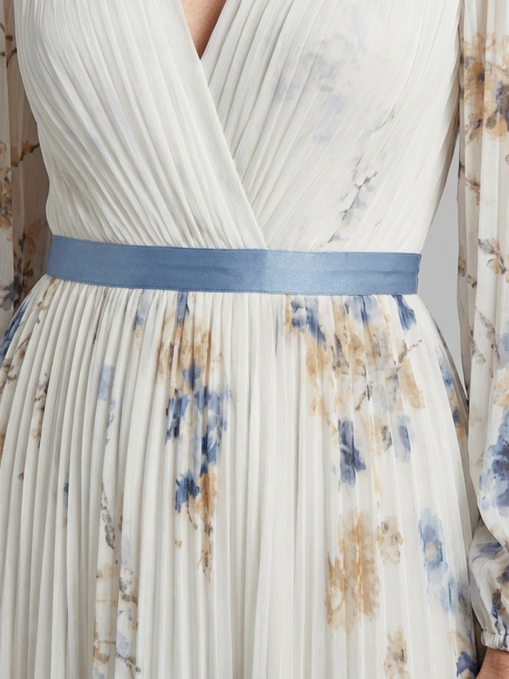 Lavinia Long Sleeve V Neck Floral Maxi Dress