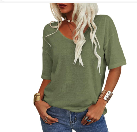 Loose U-Neck Casual Summer T-Shirt