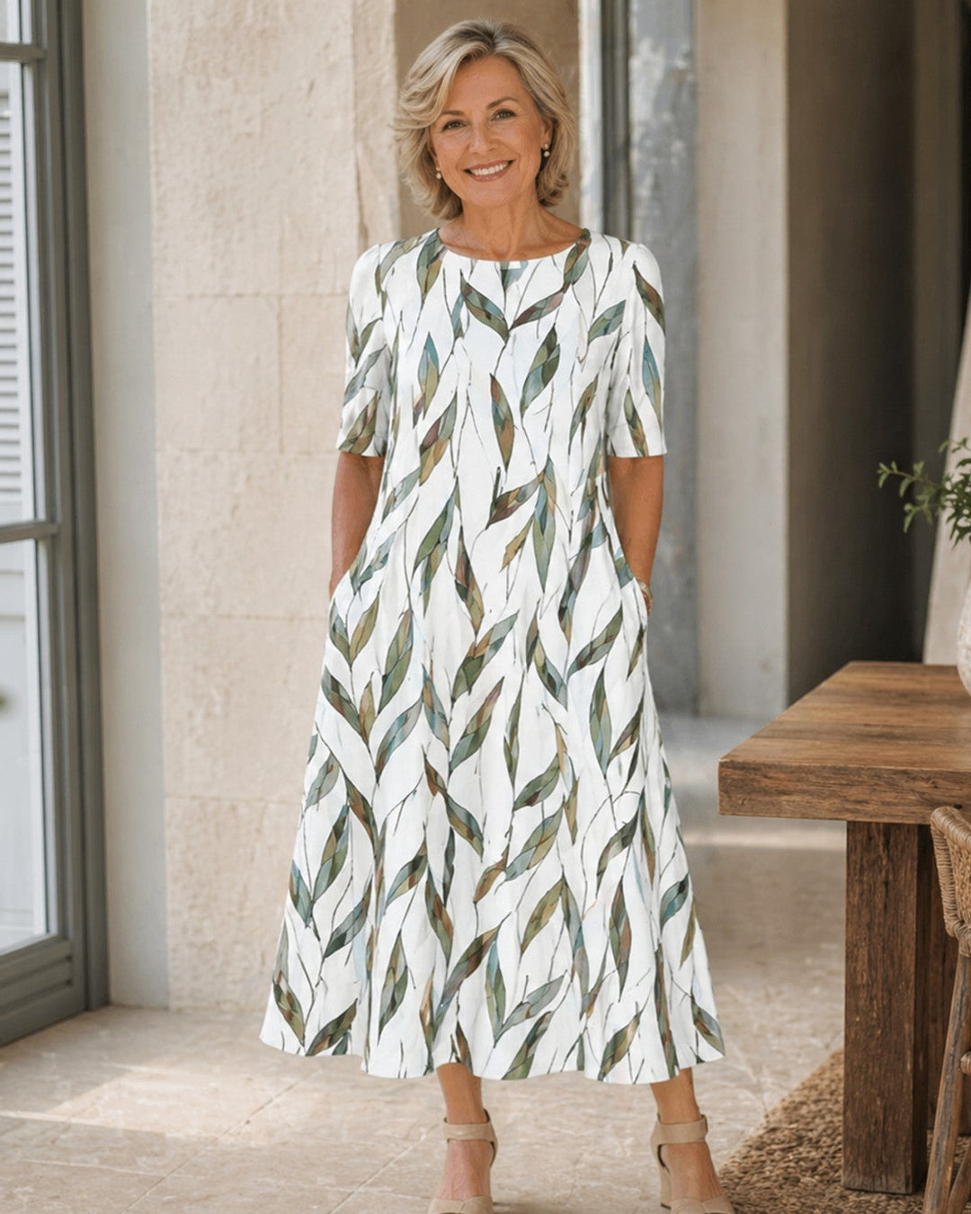 Marguerite Floral Midi Dress with Pockets