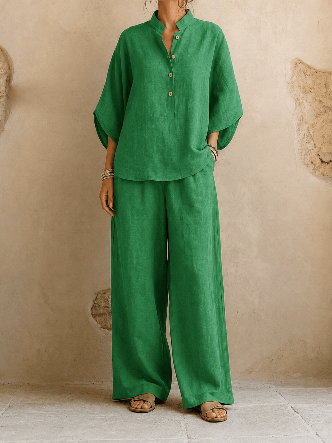 Maribel | Batwing Sleeve Top and Wide-Leg Pants Set
