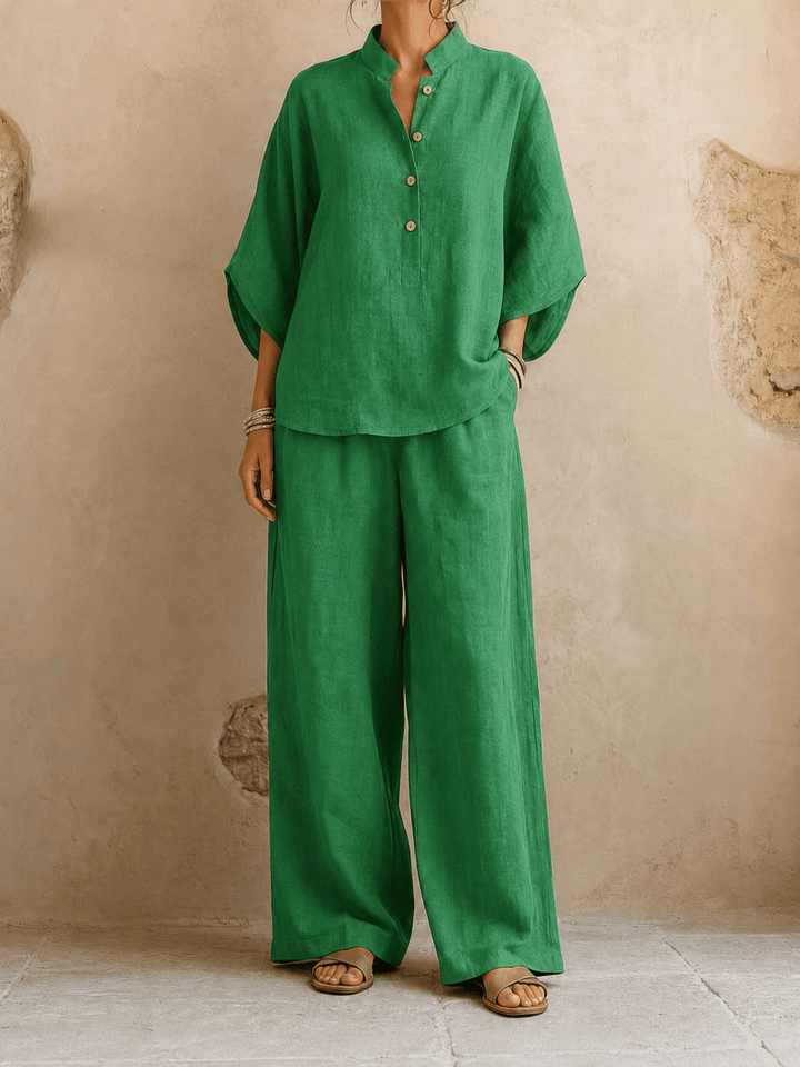 Maribel | Batwing Sleeve Top and Wide-Leg Pants Set