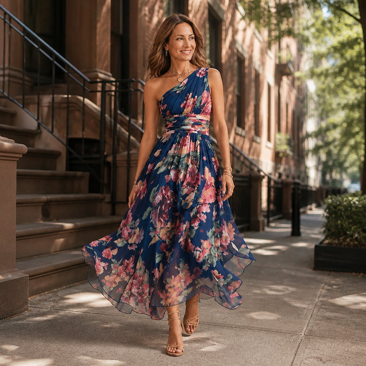 Celeste | One-Shoulder Floral Maxi Dress