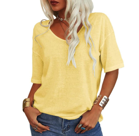 Loose U-Neck Casual Summer T-Shirt
