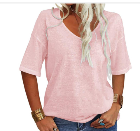 Loose U-Neck Casual Summer T-Shirt