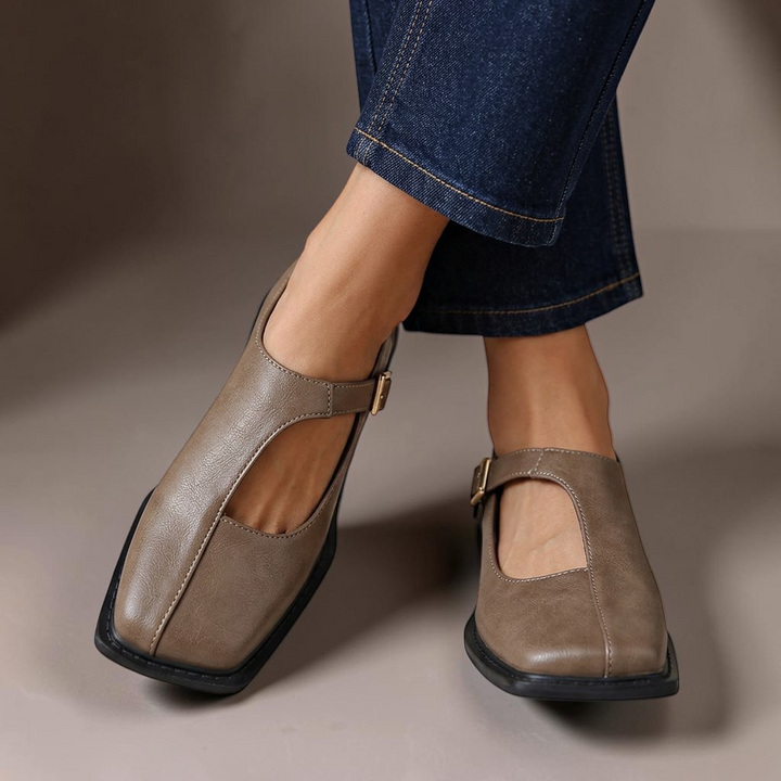 Rosalie | Comfort Leather T-Strap Flats