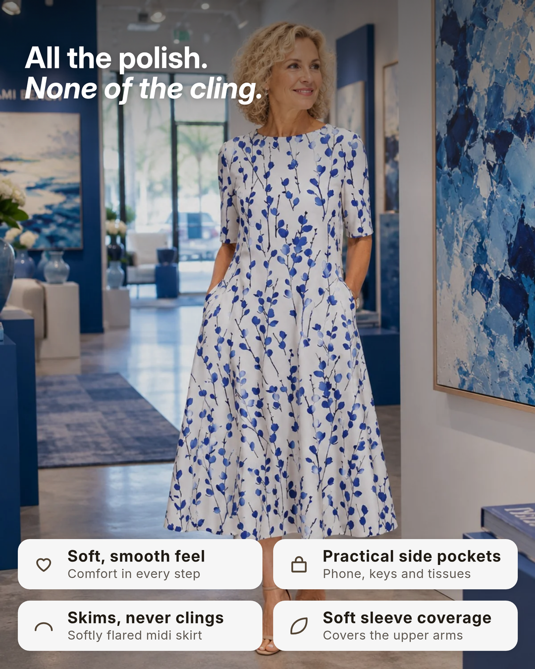 Marguerite Floral Midi Dress with Pockets