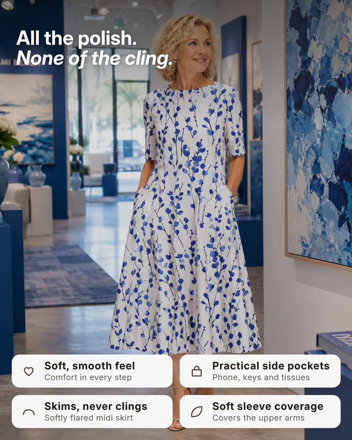 Marguerite Floral Midi Dress with Pockets