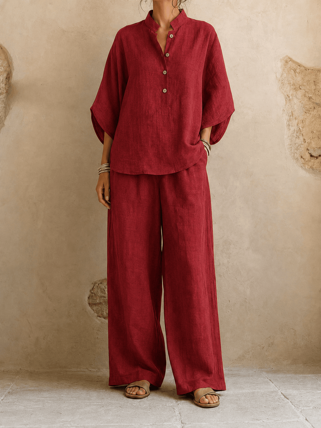 Maribel | Batwing Sleeve Top and Wide-Leg Pants Set