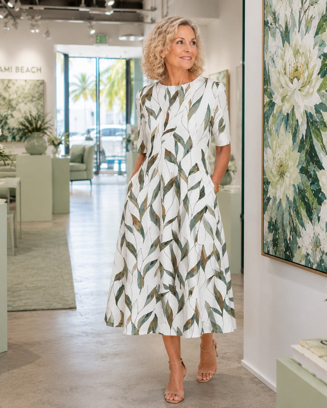 Marguerite Floral Midi Dress with Pockets