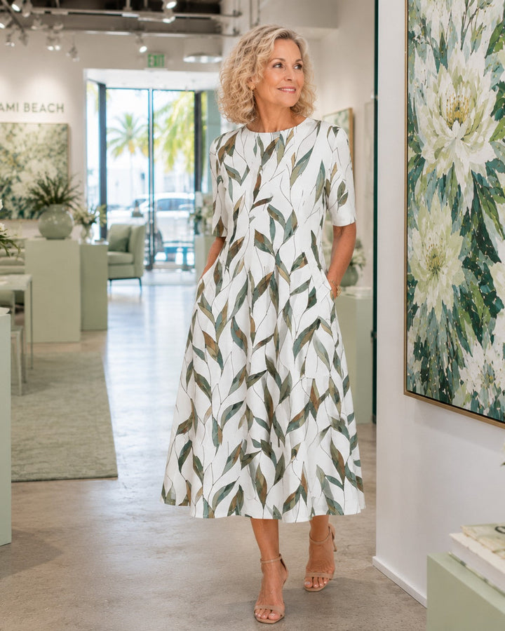 Marguerite Floral Midi Dress with Pockets