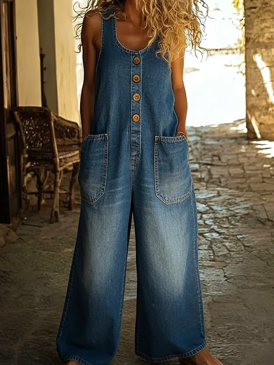 Lenna Vintage Cotton Denim Jumpsuit