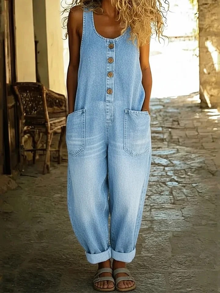 Lenna Vintage Cotton Denim Jumpsuit