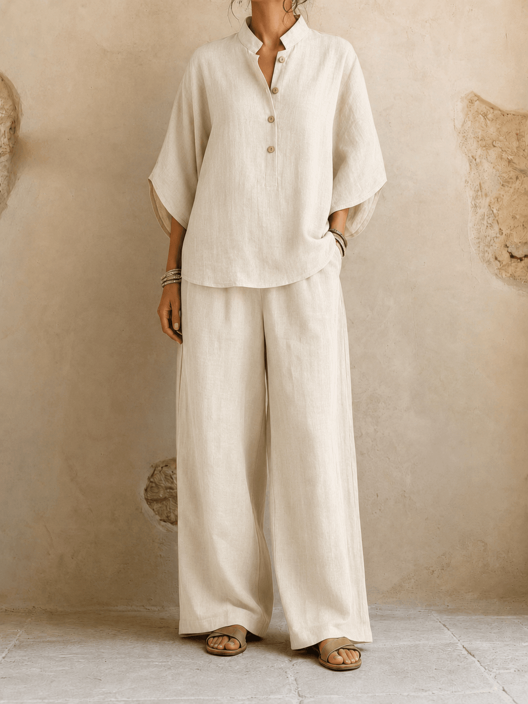 Maribel | Batwing Sleeve Top and Wide-Leg Pants Set